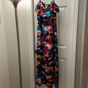Loft 12 Watercolor Ruffle Maxi dress